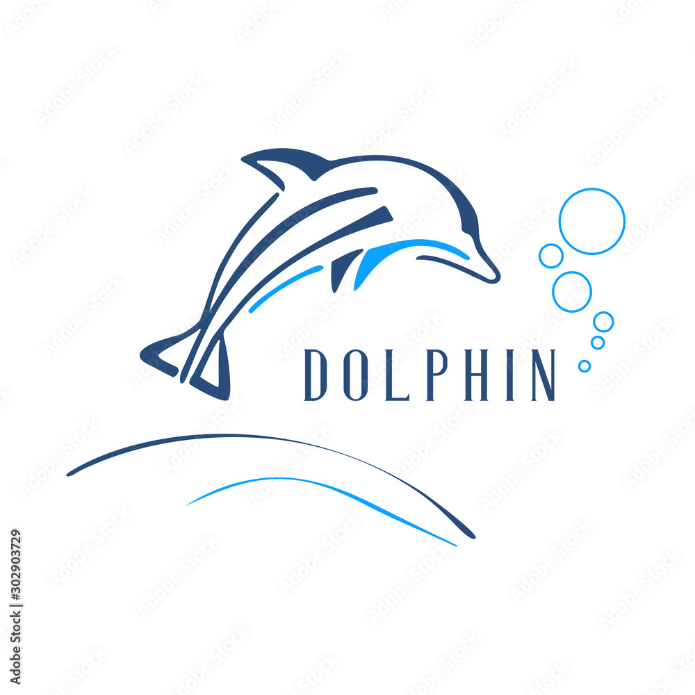 Fototapeta premium Jumping dolphin silhouette icon shape. Dolphin vector illustration