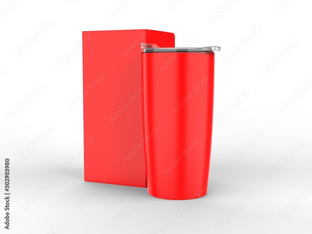 Blank Stainless Steel Tumbler with Lid And Hard Box For branding mock up. 3d render illustration. Blank Stainless Steel Tumbler with Lid And Hard Box For branding mock up. 3d render illustration.