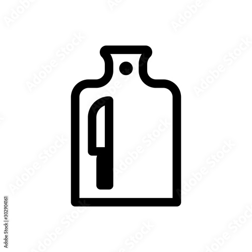 cutting board with knife icon, Cooking line icon
