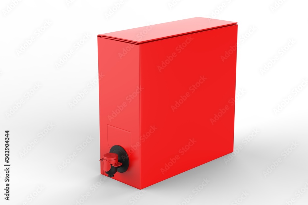 Blank Paper Hard Box Wine Dispenser with a Tap For Branding. 3d render illustration. Blank Paper Hard Box Wine Dispenser with a Tap For Branding. 3d render illustration.