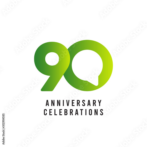 90 Years Anniversary Celebrations Vector Template Design Illustration