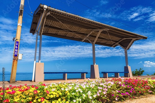 愛媛県・伊予市 夏の下灘駅の風景