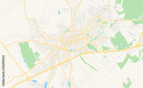 Printable street map of Itapetininga, Brazil