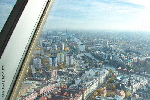 Berlin city view from tv tower window during day time