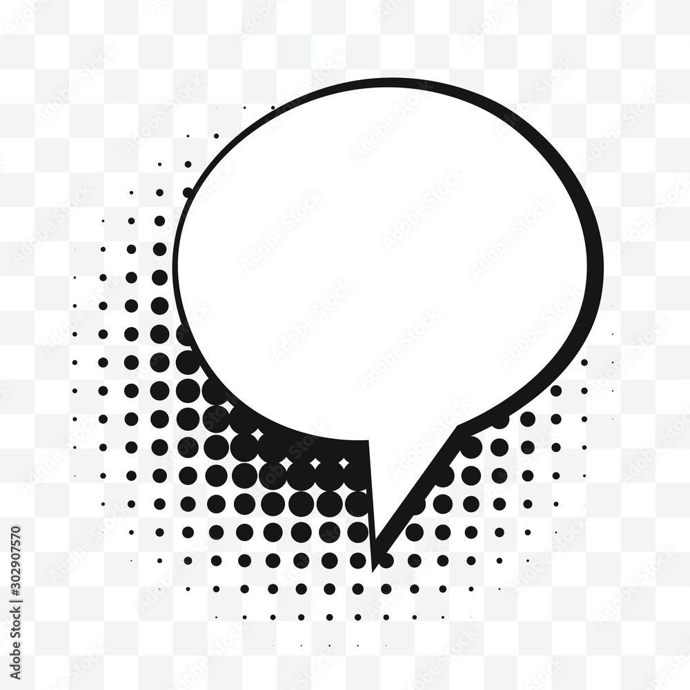 Comic empty speech bubble on halftone dots background in retro style. Vector illustration Comic empty speech bubble on halftone dots background in retro style. Vector illustration
