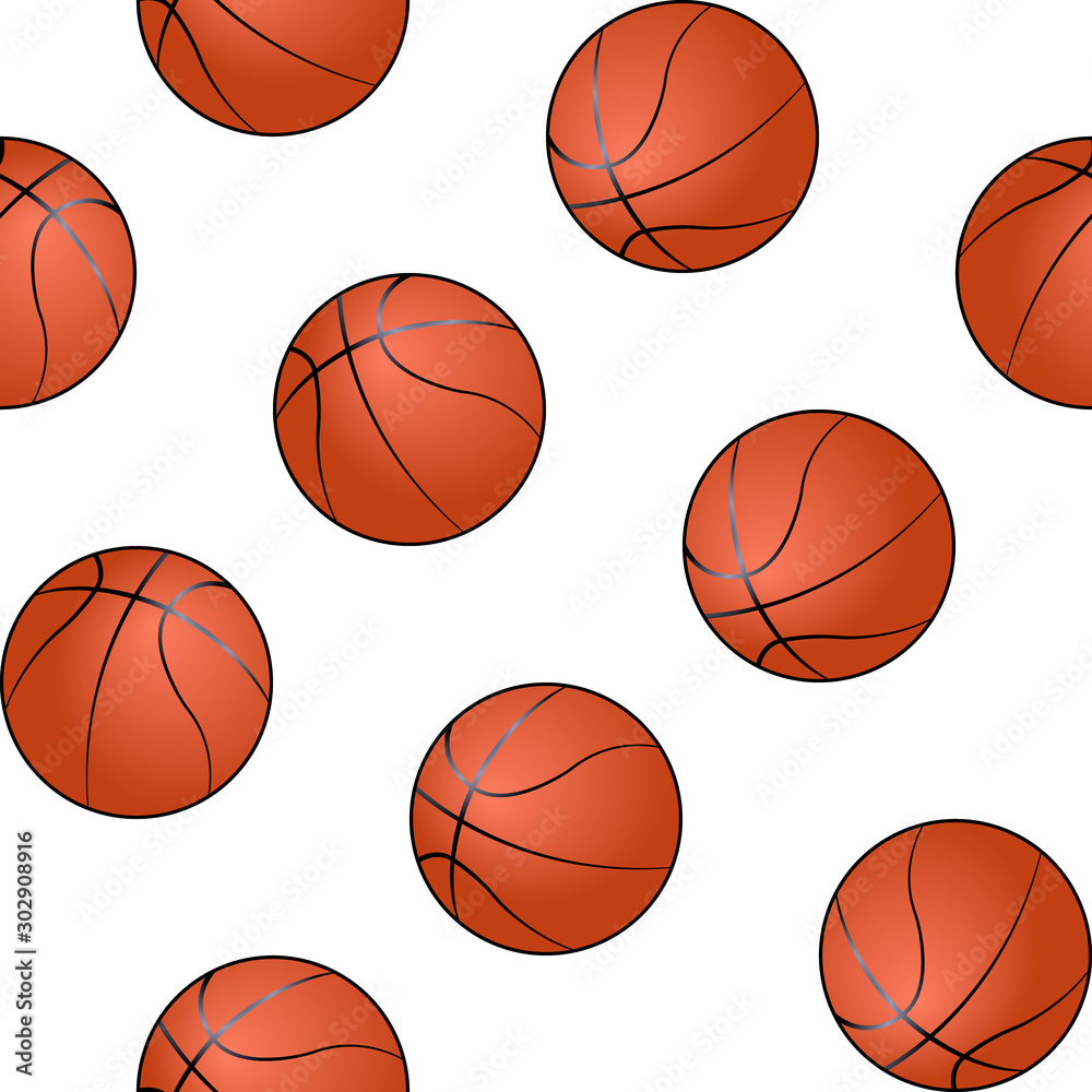 Basketball ball seamless pattern realistic gradient. Vector stock illustration eps10 isolated on white. Design for wallpaper, clotches, sport form or magazine