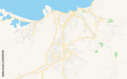 Printable street map of Carupano, Venezuela
