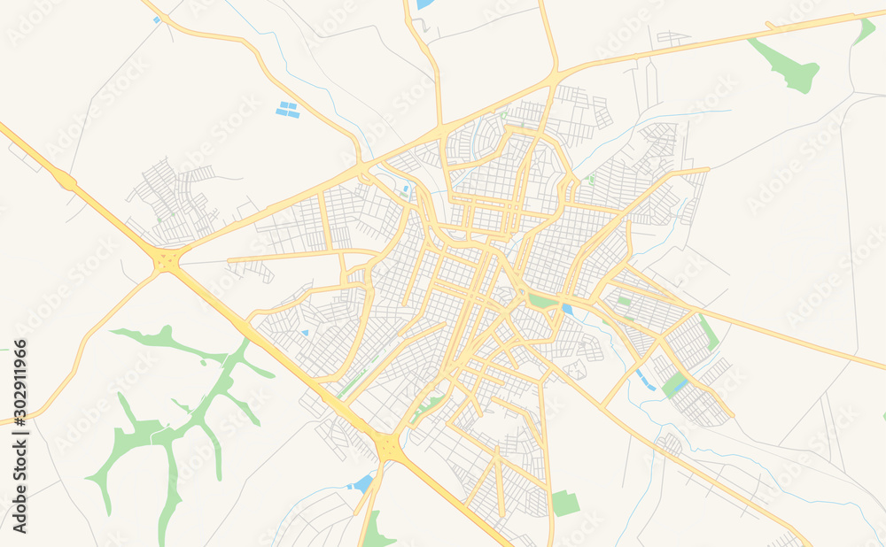 Printable street map of Catanduva, Brazil