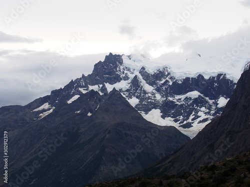 Magnificent mountain views with a little snow remaining, Torres del Paine trekking, Torres del Paine National Park, Patagonia, Chile