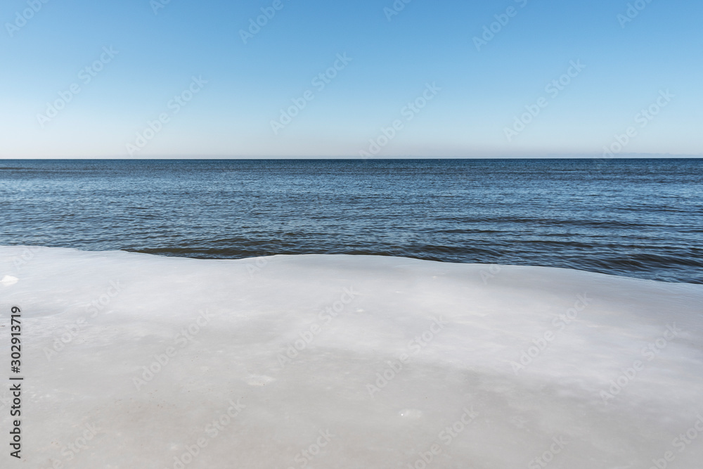 Icy coast of Baltic sea in winter.