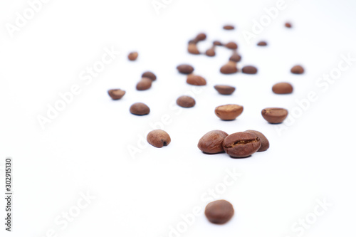  fragrant coffee beans on a white background