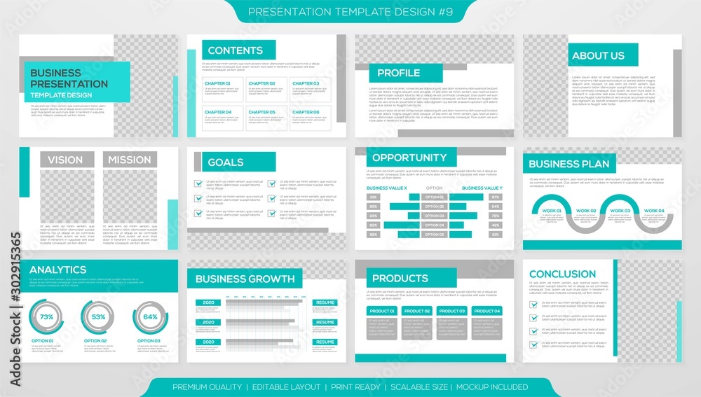 set of presentation template design with modern and minimalist layout concept