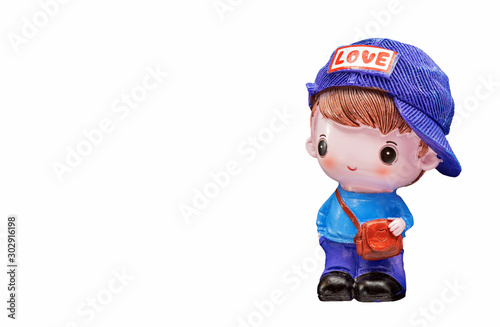 Ceramic figurine of a boy in a cap with the inscription - "Love".
