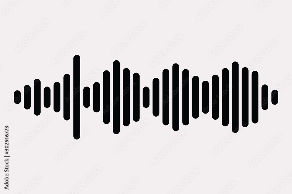Black audio logo. Sound wave equalizer element Black audio logo. Sound wave equalizer element