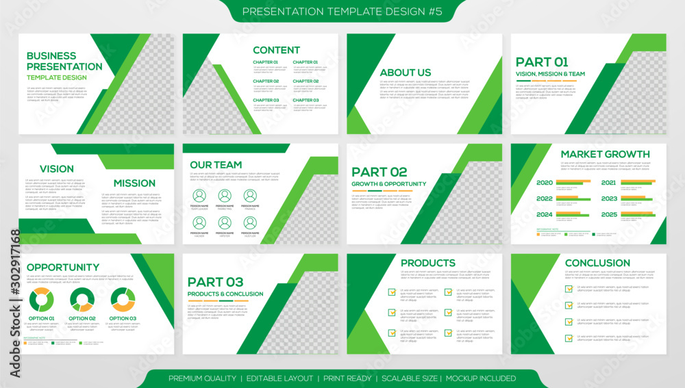 set of presentation template design with modern and minimalist layout ...