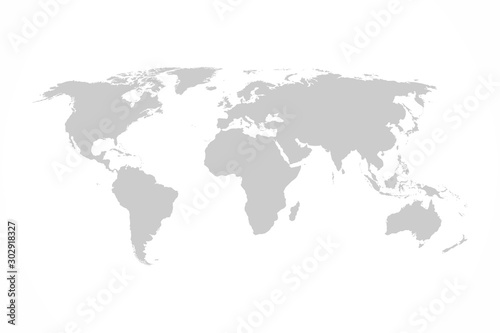 Grey world map vector illustration flat design.