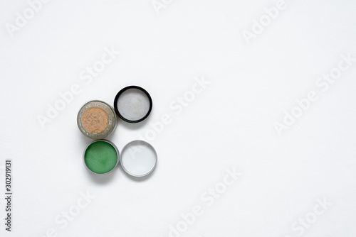 lip balm from natural ingredients on a white background with space for text