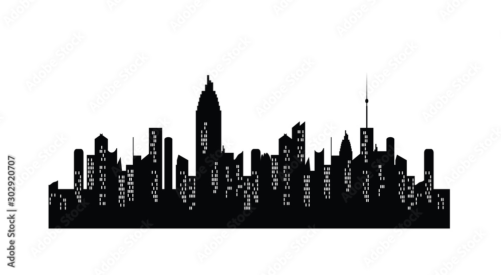 Night town on white background. Jpeg cities silhouette