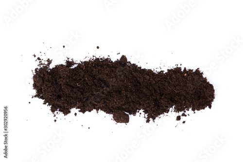 Pile of humus soil isolated on white background