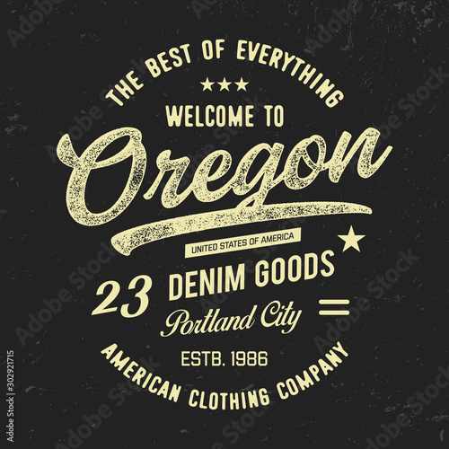 Oregon, Portland. Vintage Textured Design for T Shirt. Print, Logo, Poster. Vector Illustration.