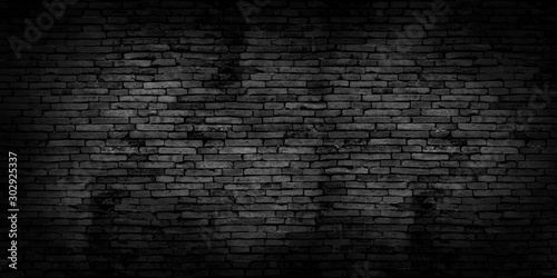 Black brick walls that are not plastered background and texture. The texture of the brick is black. Background of empty brick basement wall.