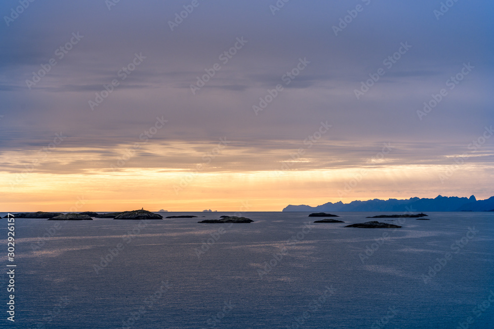 Sea sunset landscape in Norway