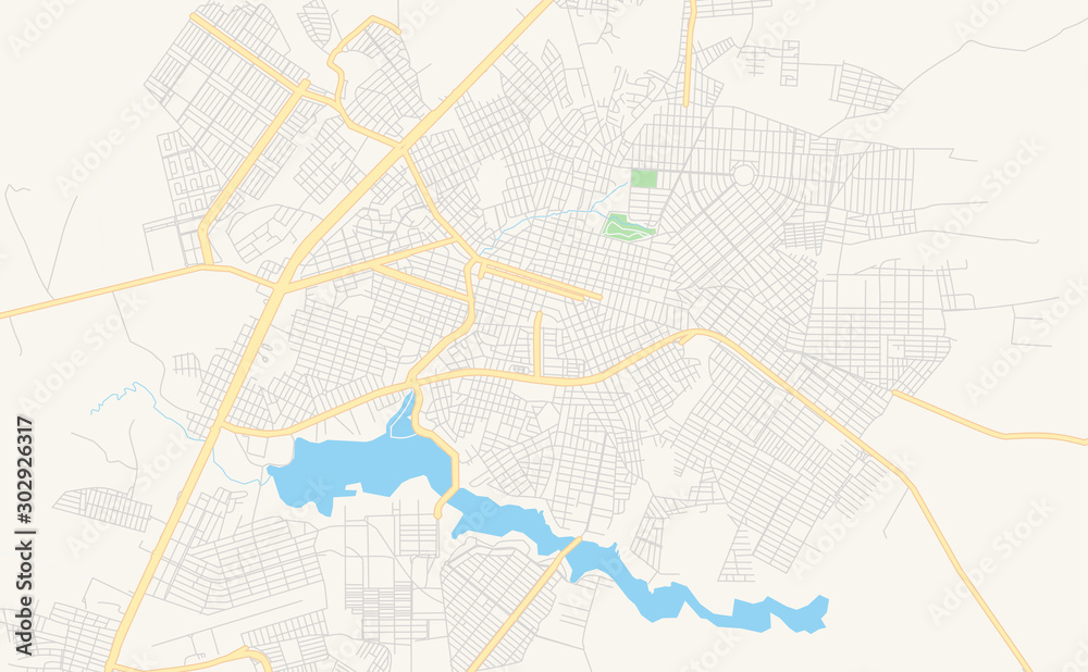 Printable street map of Araguaina, Brazil
