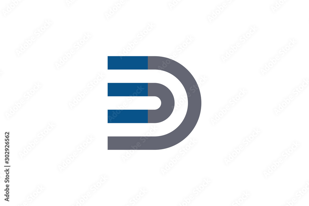 Blue and Grey Letter D or ED Logo Concept Design Template Element isolated on white background. Flat Line Vector Illustration. Blue and Grey Letter D or ED Logo Concept Design Template Element isolated on white background. Flat Line Vector Illustration.