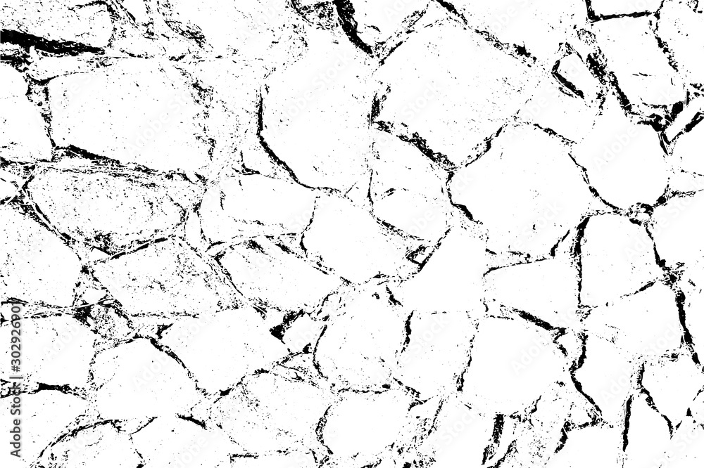 Distressed overlay texture of rough surface, cracked rocks, stone wall. Grunge background. one color graphic resource.