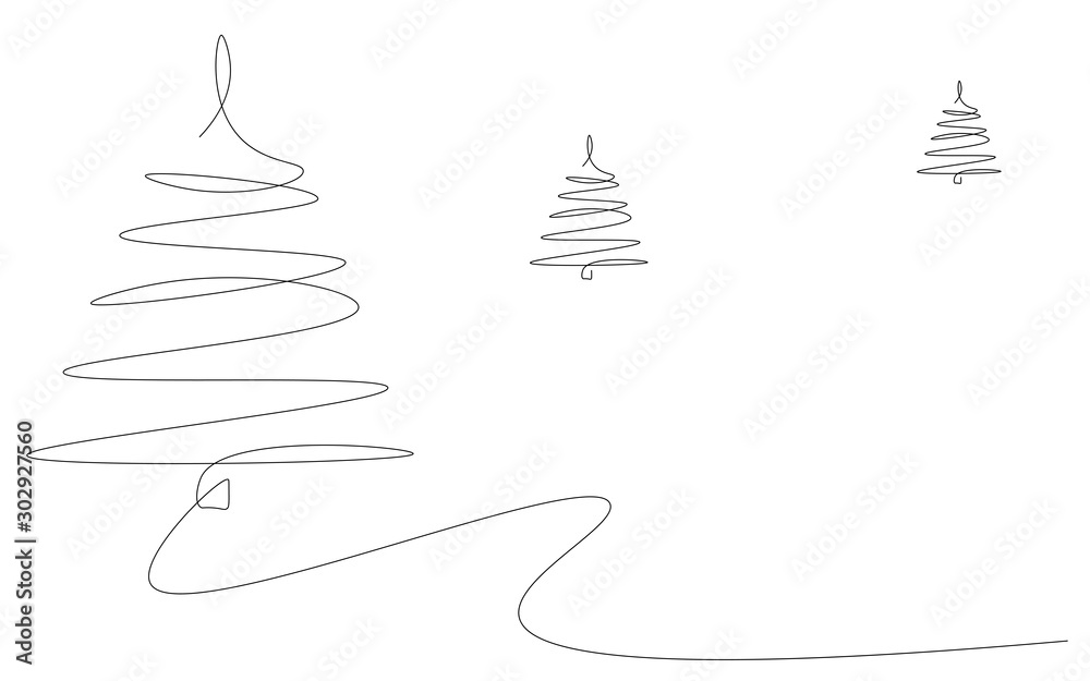 Christmas forest landscape, vector illustration Christmas forest landscape, vector illustration