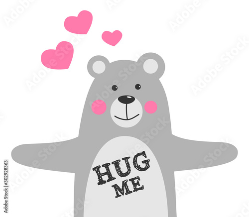 Hug me. Love concept.Valentine's Day Vector Card.