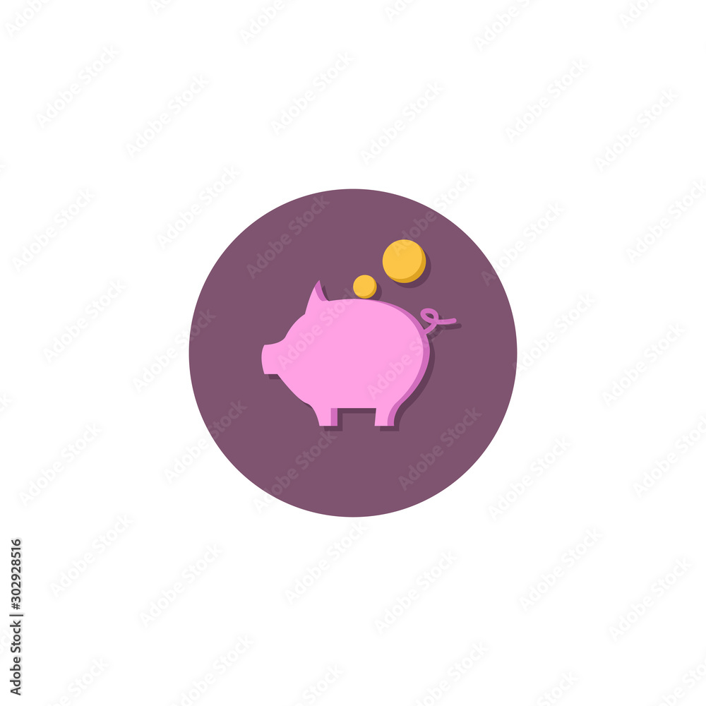 Fototapeta premium Piggy bank colorful vector flat icon