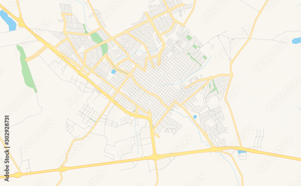 Printable street map of Sertaozinho, Brazil