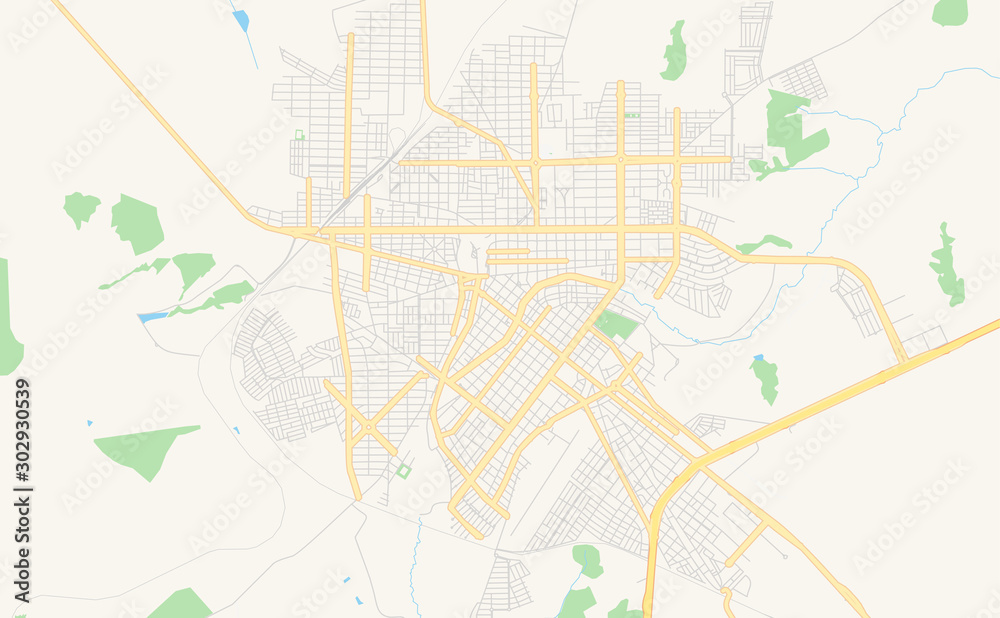 Printable street map of Araguari, Brazil