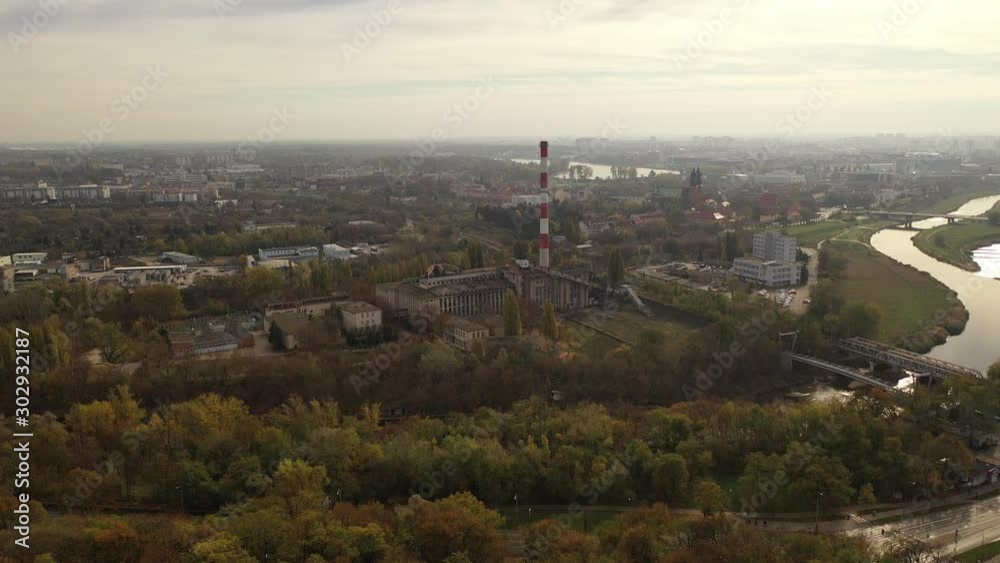 Aerial view of disused soviet factory in Poland Aerial view of disused soviet factory in Poland