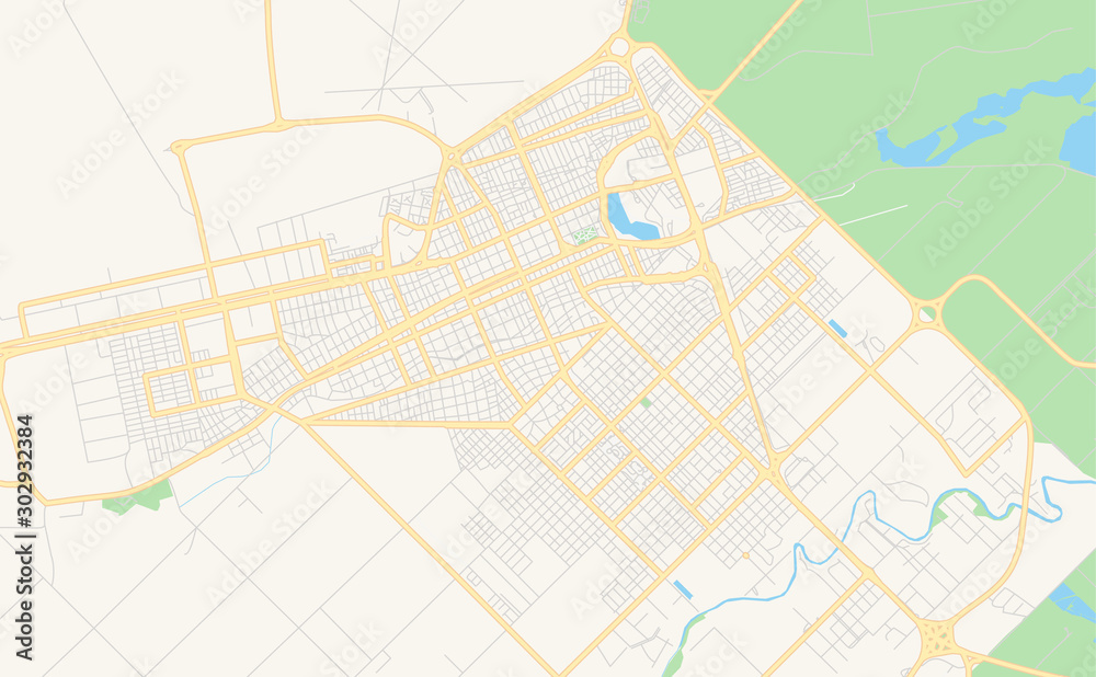 Printable street map of Trelew, Argentina