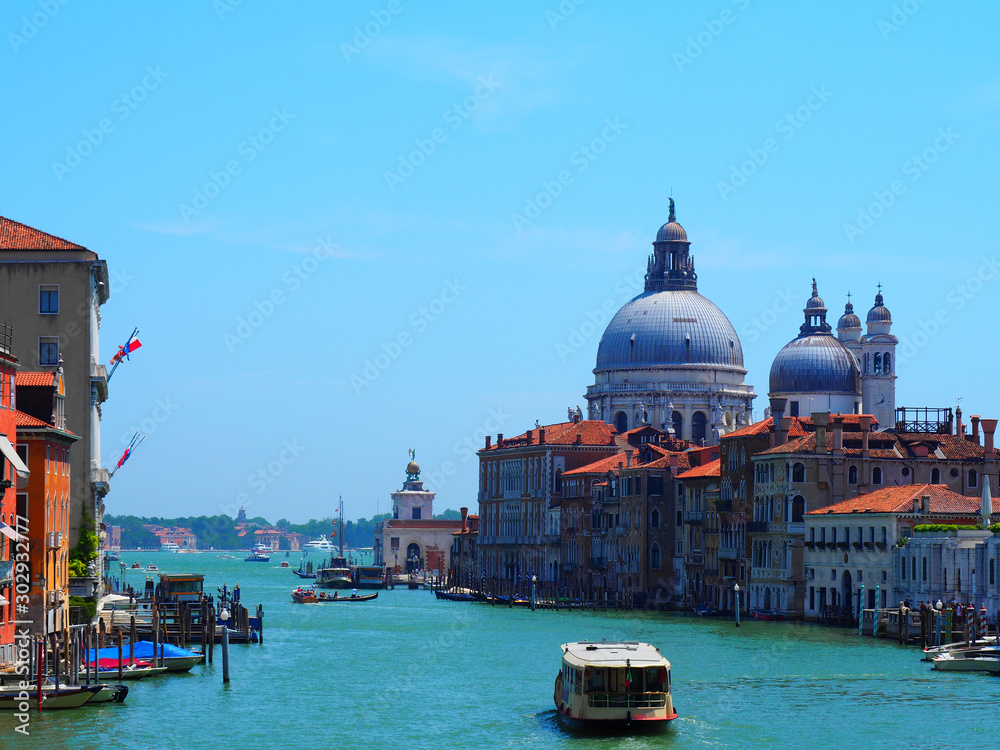 View of the Grand Canal and Santa Maria della Salute church in Venice, Italy