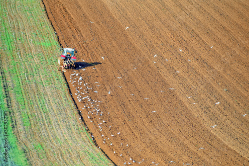 farmer plowing his fields in autumn