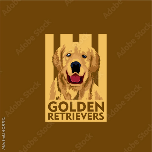 golden retrievers - logo vector