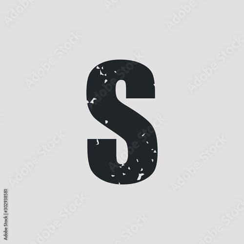 S letter grunge style. Vector eps10