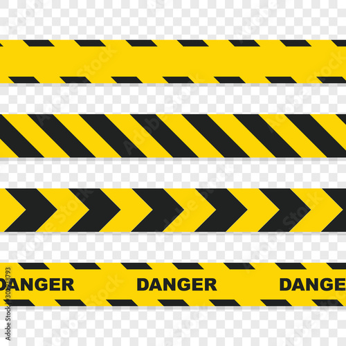 Danger tapes set on transparent background