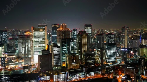 timelapse Osaka City Skyline in Japan
