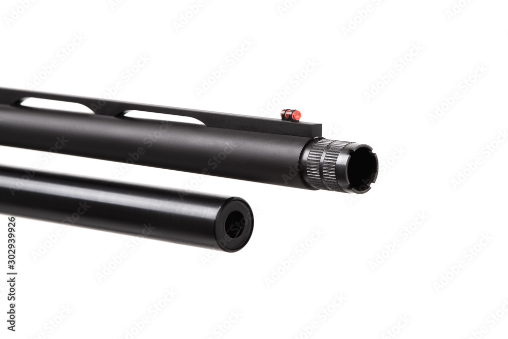 modern black shotgun isolated on white
