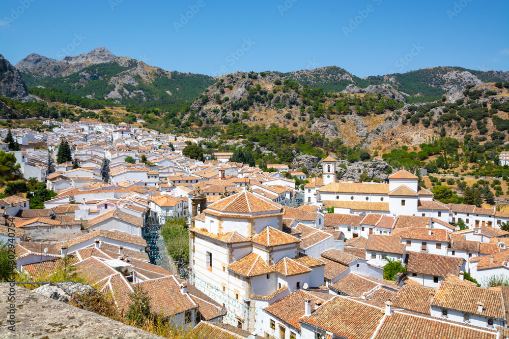 Route of white Andalusian villages, small town Grazalema located in Sierra de Grazalema, Andalusia, Spain