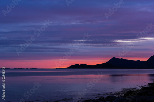 Beautiful sunset in Lofoten, Norway