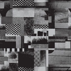 Fototapete Schwarz-weiße geometrische Muster Retro Geometrisches Muster Grunge Stil  © Aleksandra Novakovic