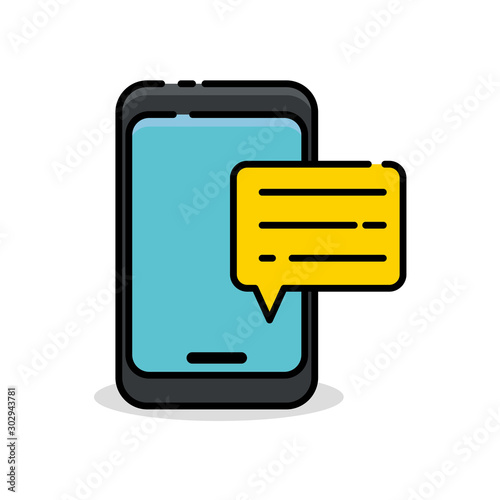 Phone message vector illustration with simple filled design. Message icon, smartphone icon