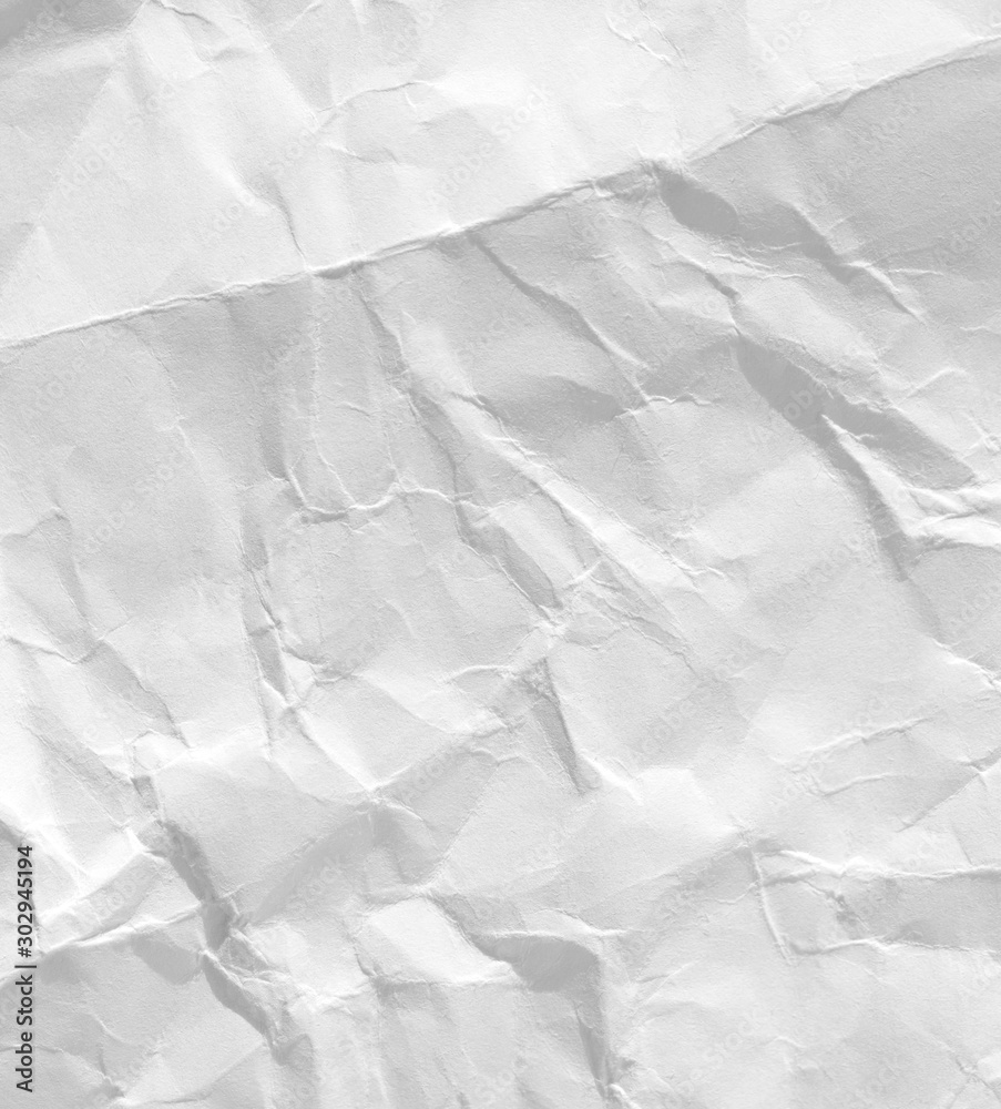 Obraz premium White crumpled paper background, texture old for web design screensavers. Template for various purposes or creating packaging.