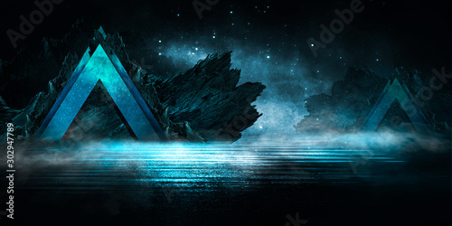 Futuristic night landscape ...