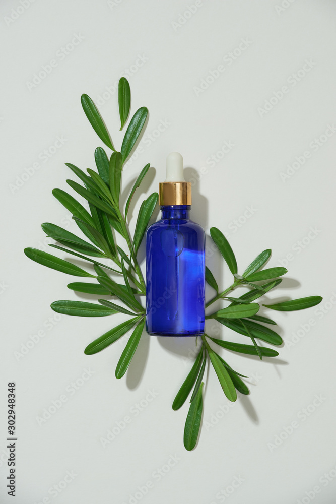 Cosmetic package containers with green leaves, salt,herbal . natural organic beauty product concept Cosmetic package containers with green leaves, salt,herbal . natural organic beauty product concept